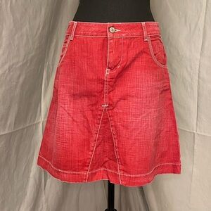 Boden Red Denim A-Line Midi Skirt